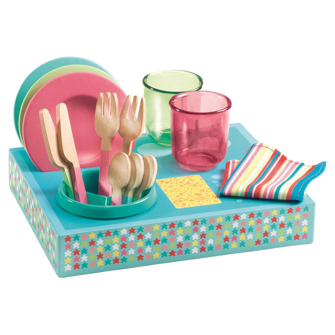 djeco speelset servies met afwasrek - 18-delig | DJ05522 | 1