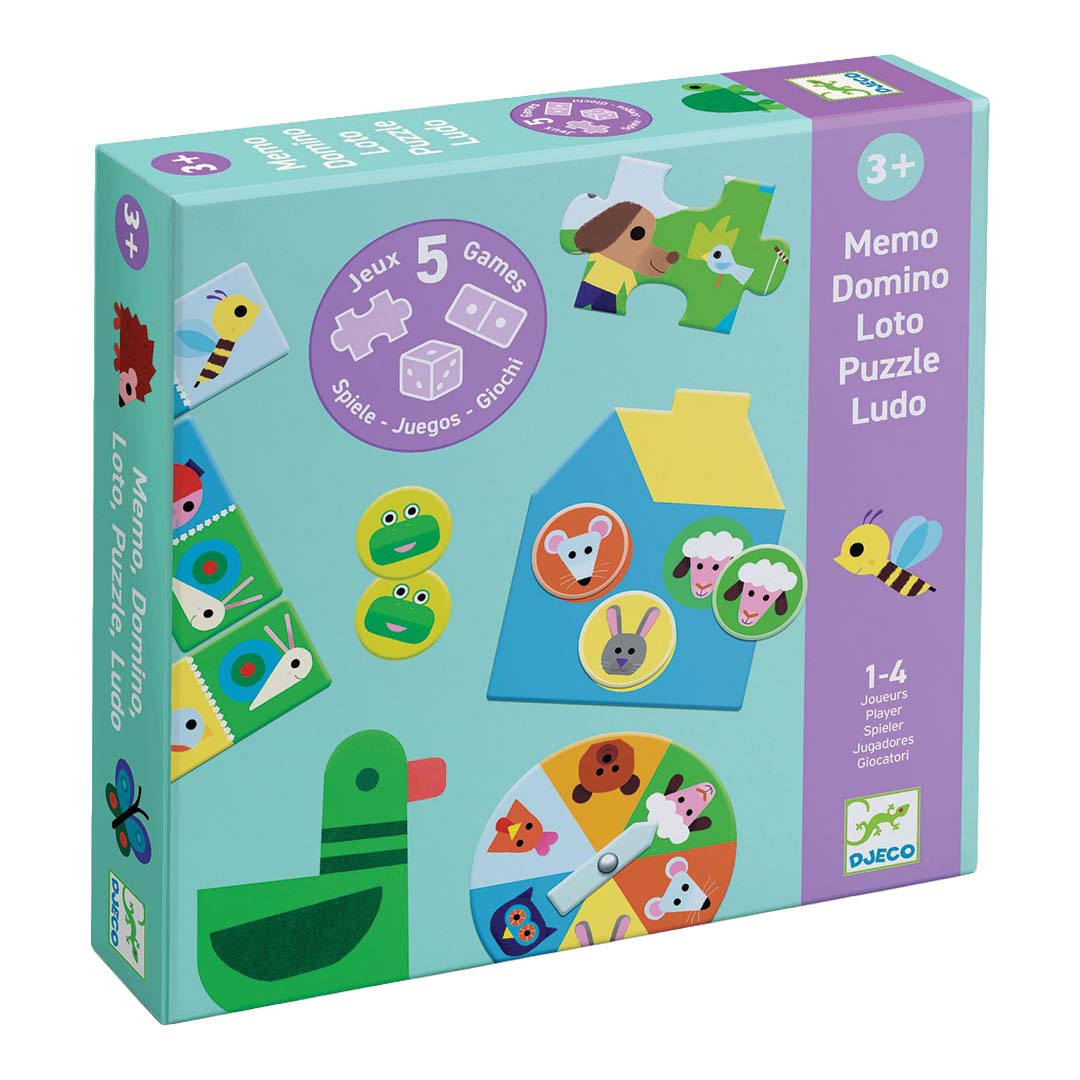 djeco spelletjesdoos 5-in-1 - at the farm