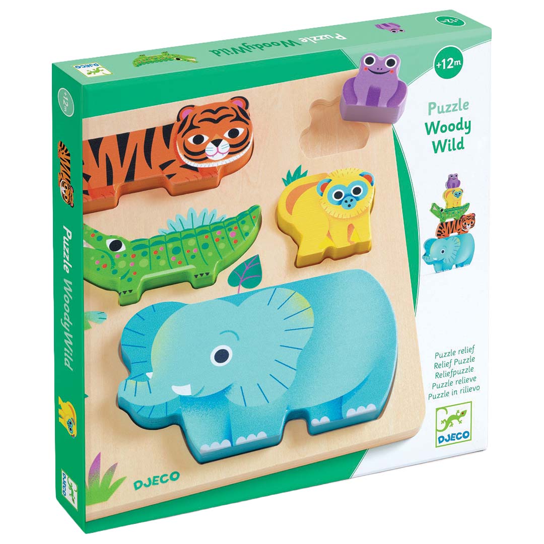 djeco stapelpuzzel - woodywild - 5st | DJ01091 | 0