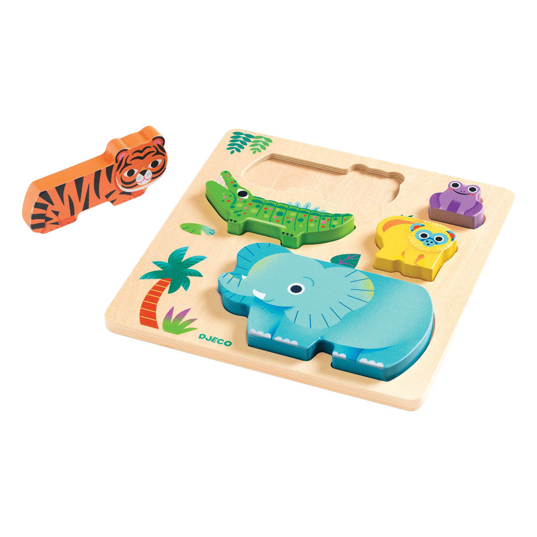 djeco stapelpuzzel - woodywild - 5st | DJ01091 | 3