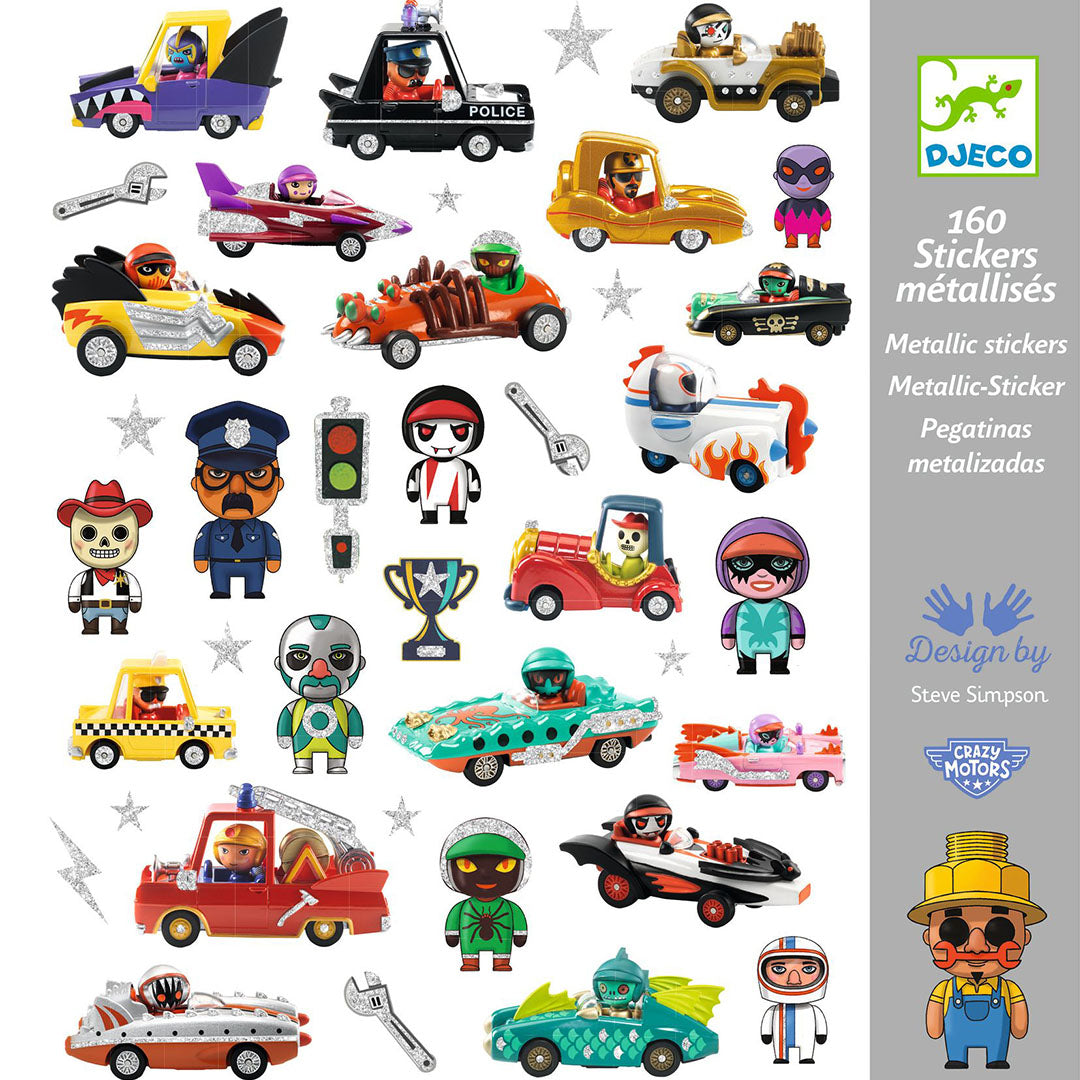 djeco stickers de wereld van crazy motors - 160st | DJ09287 | 1