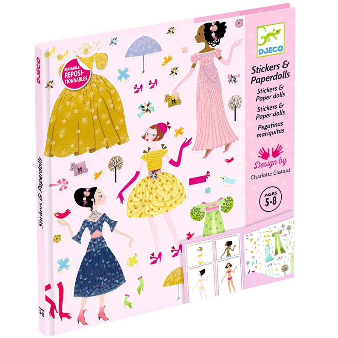 djeco stickerset aankleedpoppen jurken
