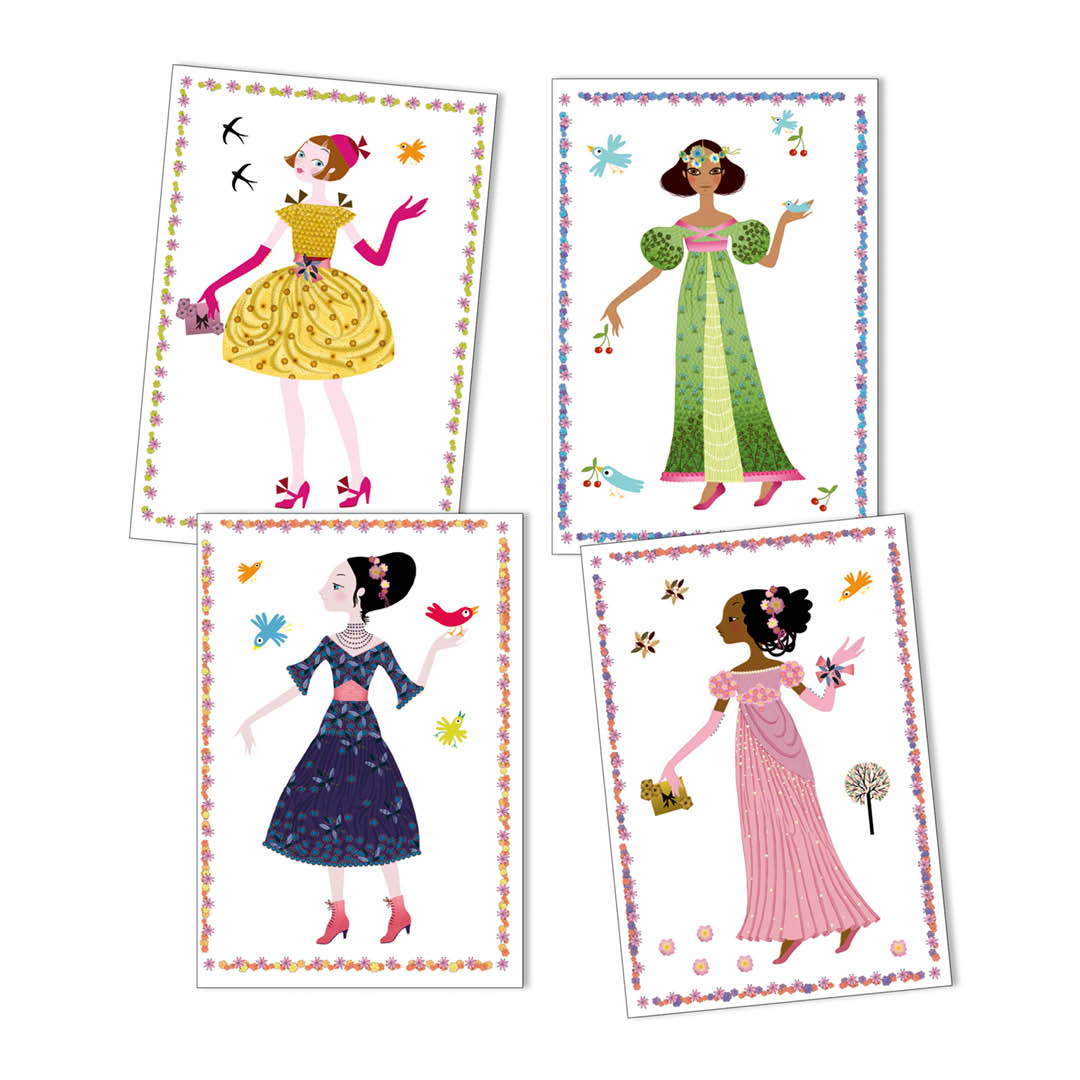 djeco stickerset aankleedpoppen jurken | DJ09690 | 1