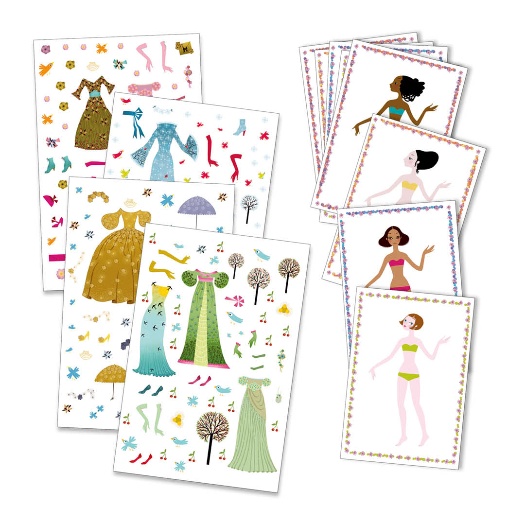 djeco stickerset aankleedpoppen jurken | DJ09690 | 2