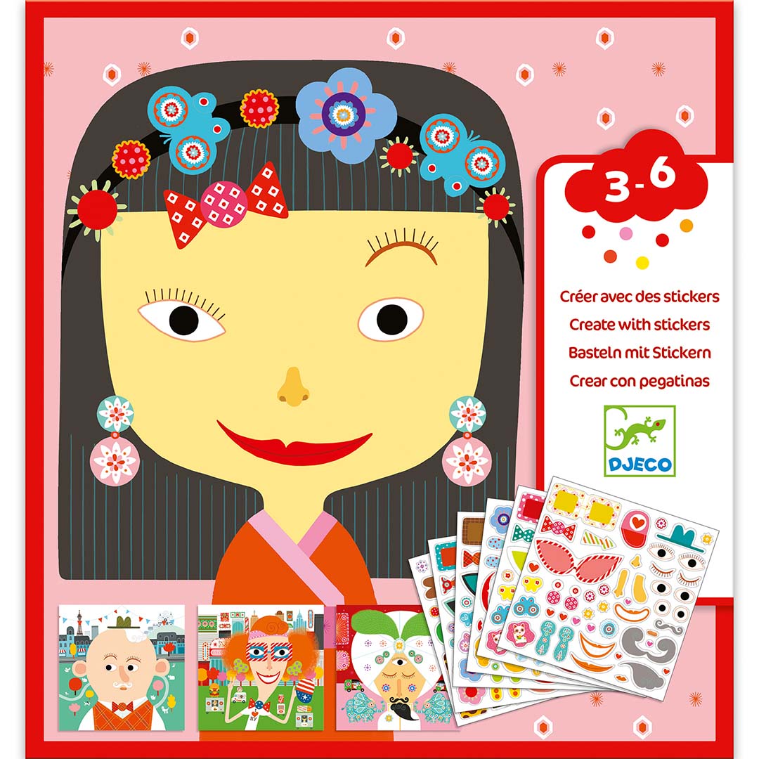 djeco stickerset grappige gezichten