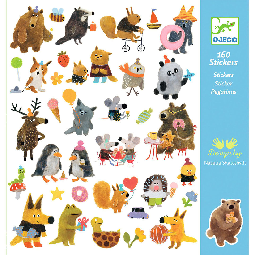 djeco stickers fluffy friends - 160st | DJ09317 | 1