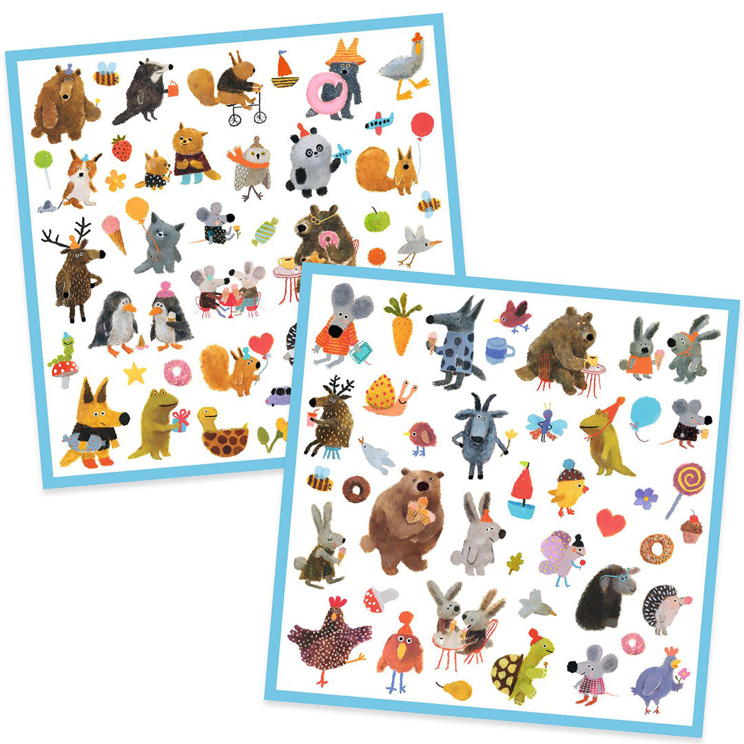 djeco stickers fluffy friends - 160st | DJ09317 | 2