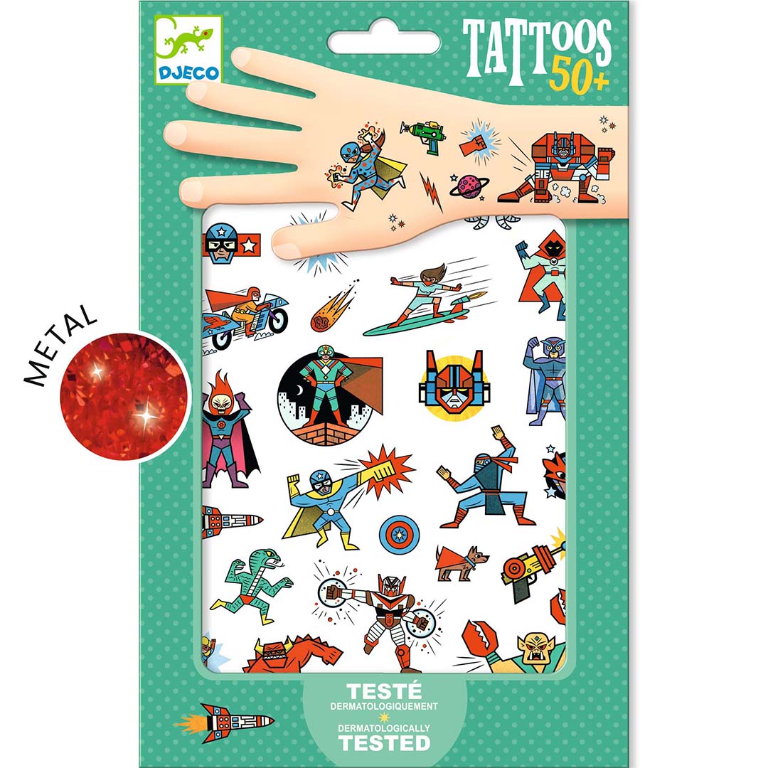 djeco tattoos superhelden en schurken
