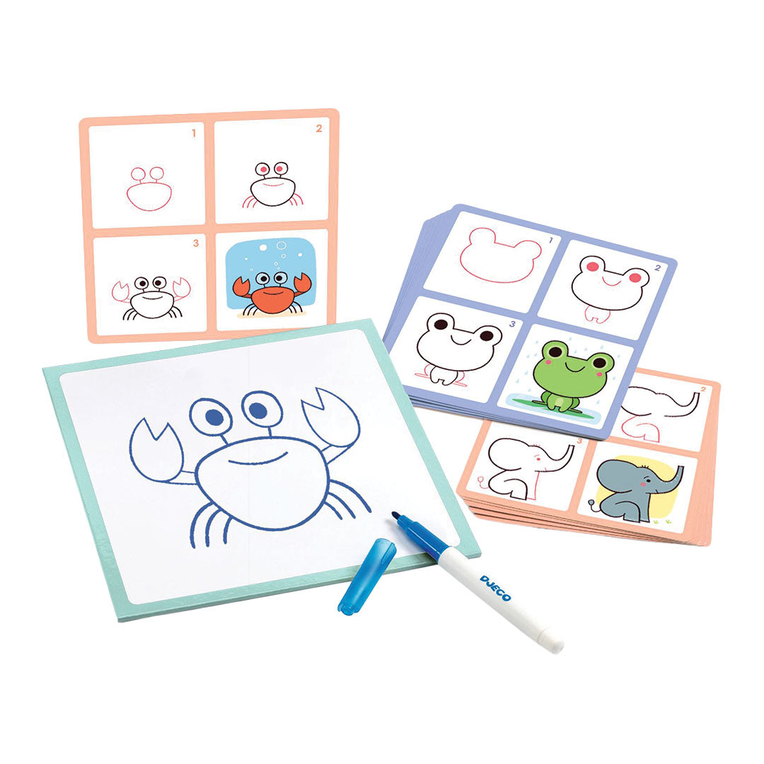 djeco tekenkaarten step by step babydieren | DJ08246 | 1