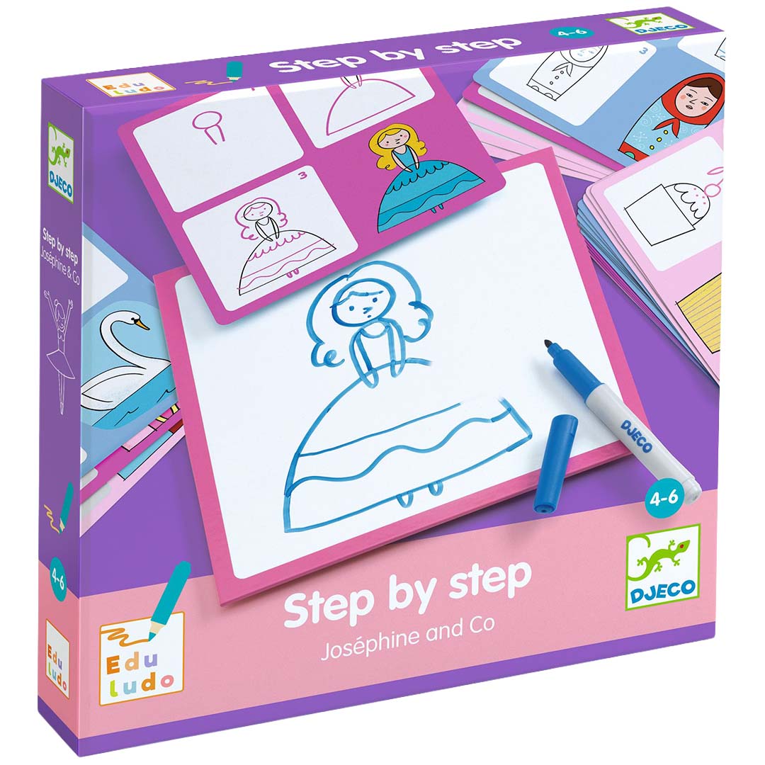 djeco tekenkaarten step by step prinsessen