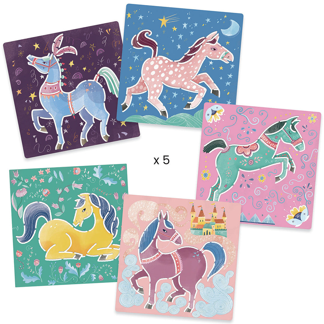 djeco tekensjablonen paarden | DJ08915 | 1