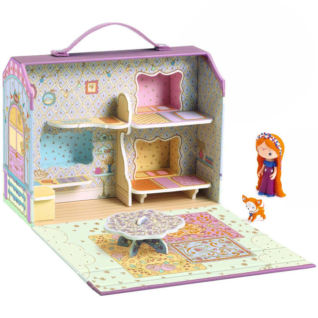 djeco tinyly draagbaar poppenhuis - bluchka & indie | DJ06952 | 