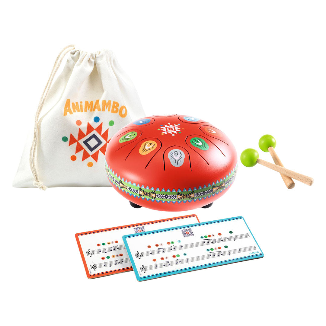 djeco tongtrommel animambo - rood - Ø15 cm | DJ06039 | 3