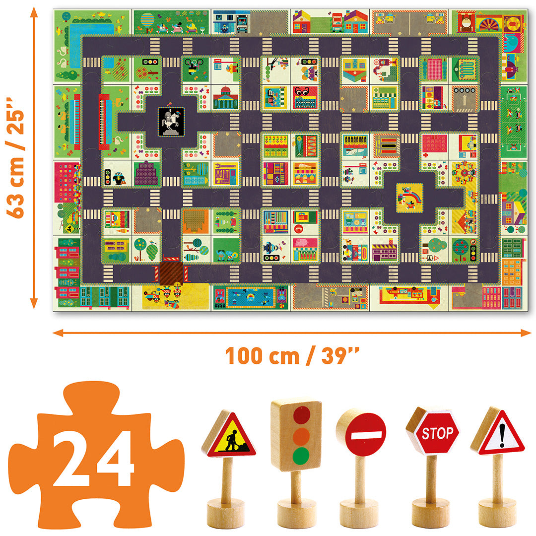 djeco vloerpuzzel de grote stad - 24st | DJ07161 | 2