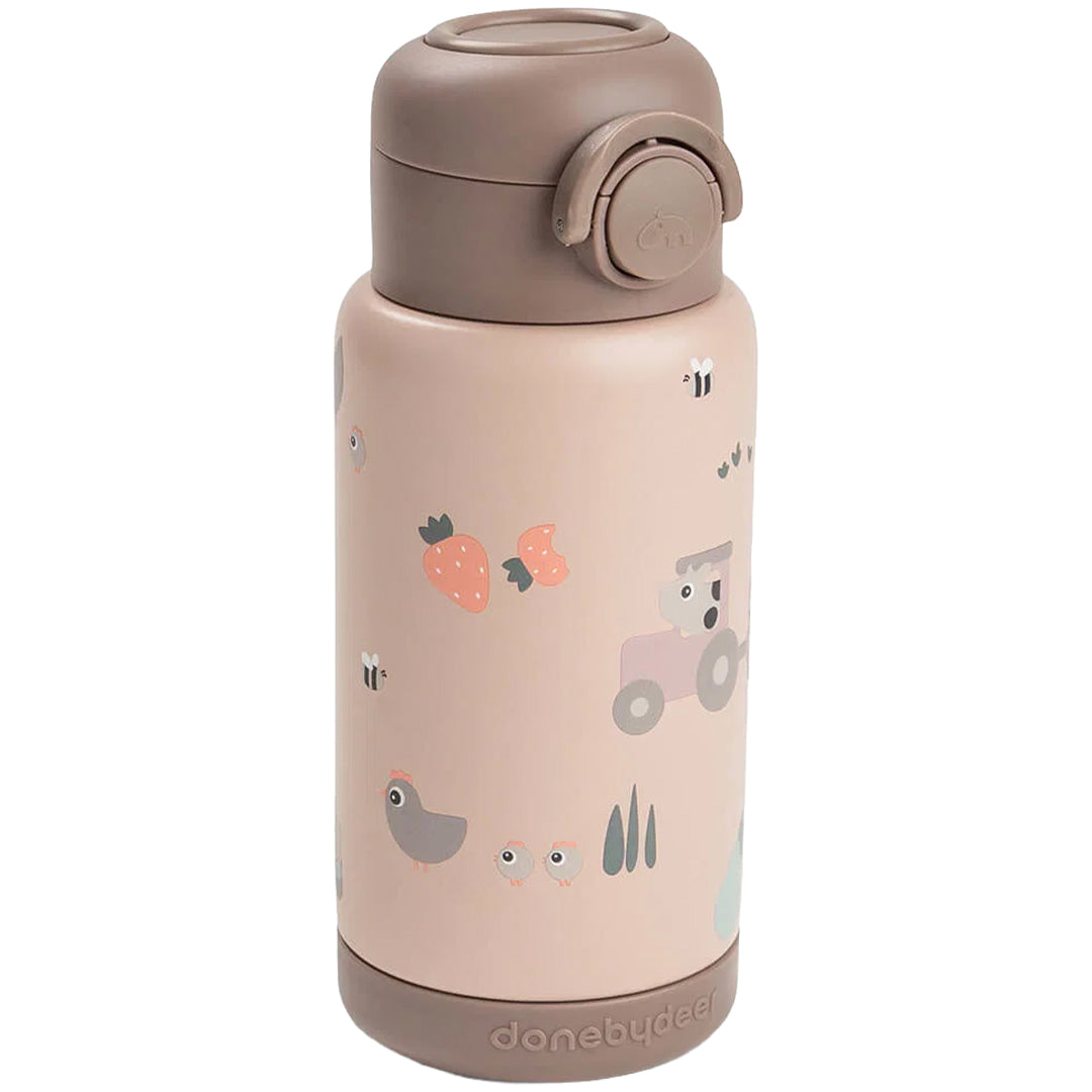 done by deer rvs drinkfles met rietje tiny farm - powder - 340 ml | 1061111 | 