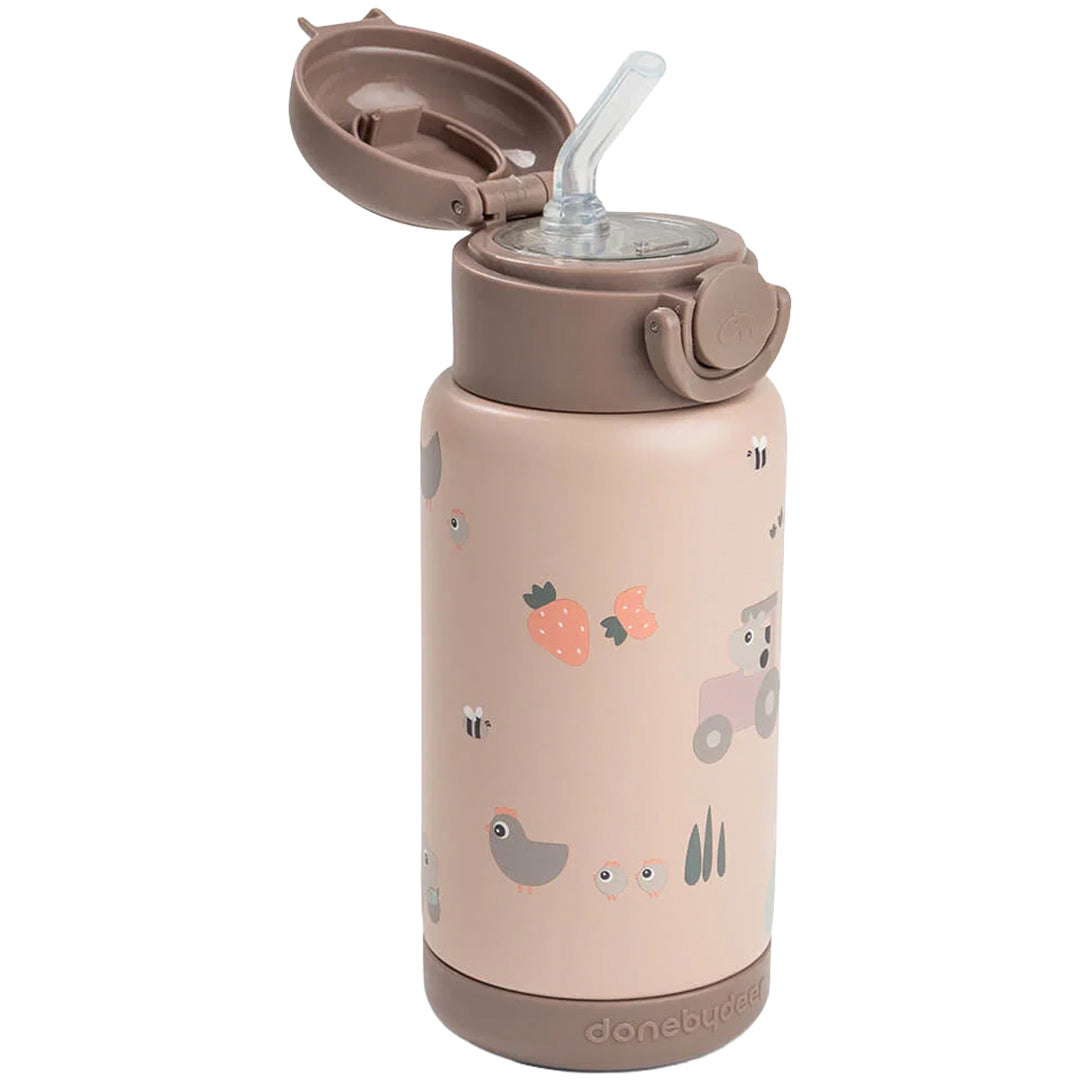 done by deer rvs drinkfles met rietje tiny farm - powder - 340 ml | 1061111 | 3