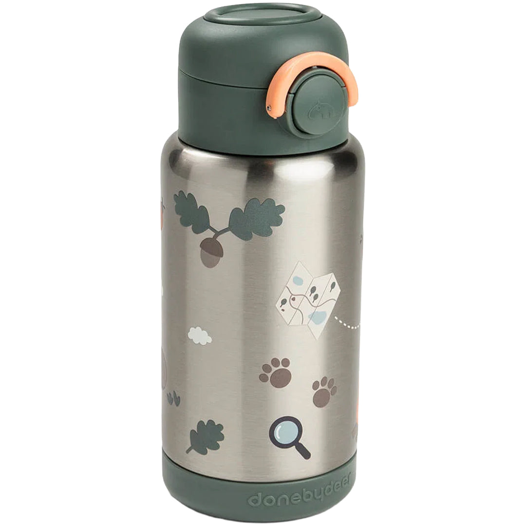 done by deer rvs drinkfles met rietje tiny trails - green - 340 ml | 1061233 | 