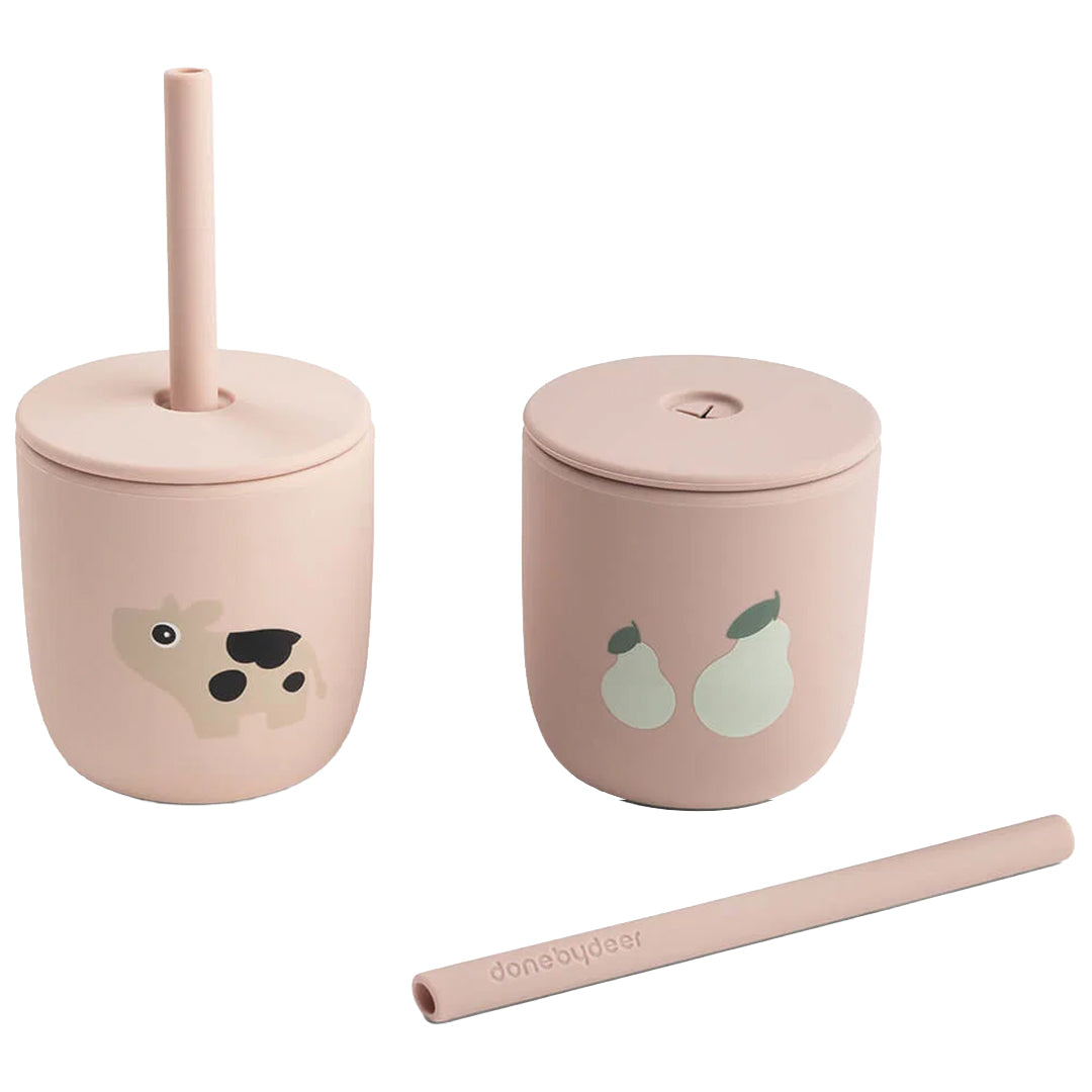 done by deer siliconen kinderbeker met rietje tiny farm - powder - 2st | 1969601 | 4