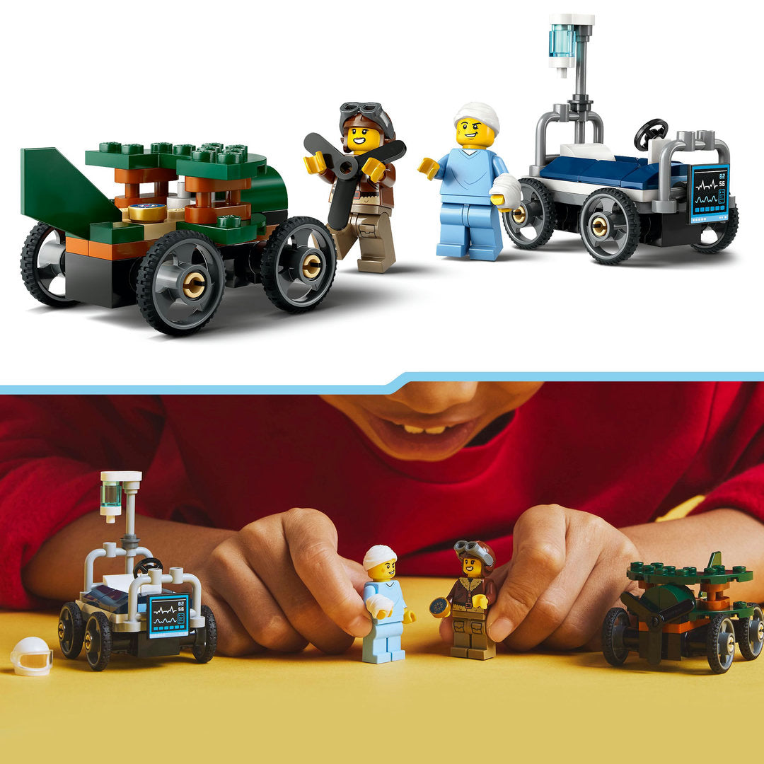 LEGO city raceautopakket vliegtuig vs. ziekenhuisbed