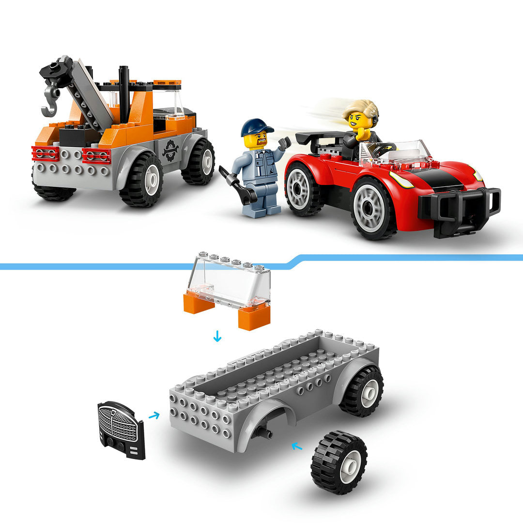LEGO city sleepwagen en sportautoreparatie set