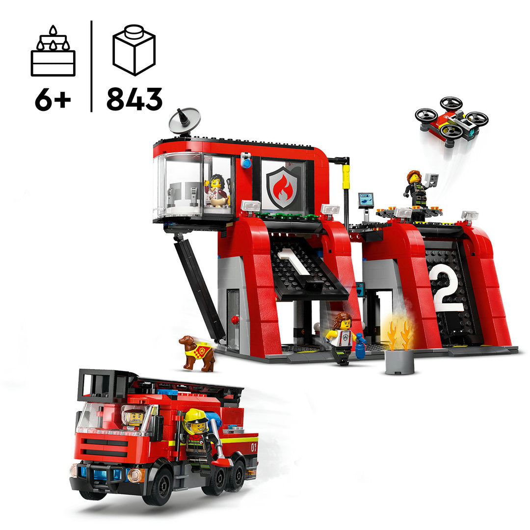 LEGO city brandweerkazerne en brandweerauto speelset