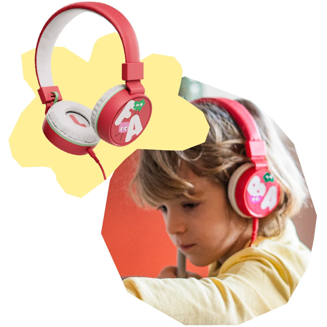 faba kinderkoptelefoon tutum met kabel - rood