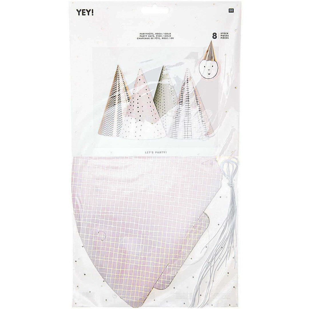 feesthoedjes roze-goud - 8 st | 99000.64.64 | 1