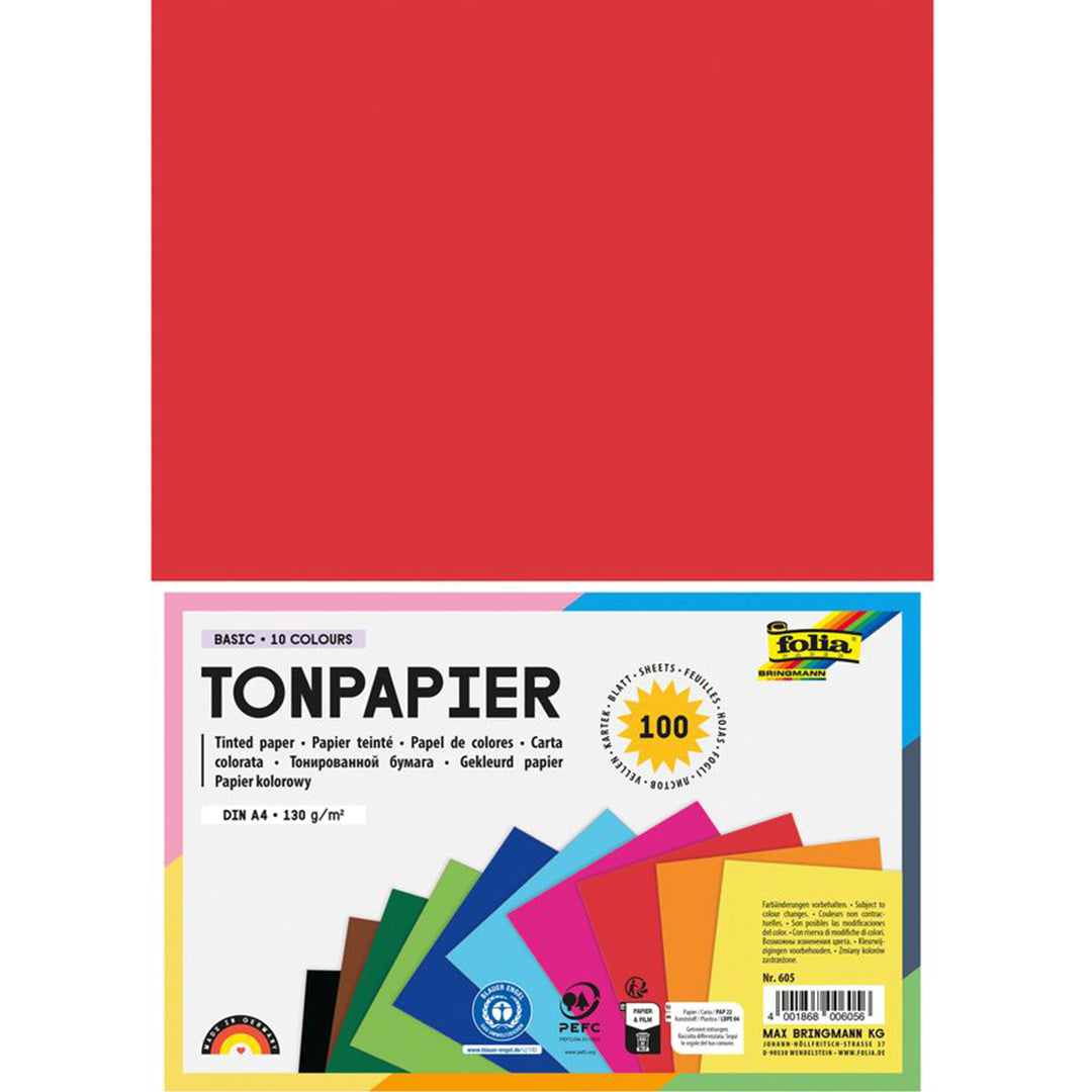 folia knutselpapier 10 kleuren A4 - 100st | 605 |