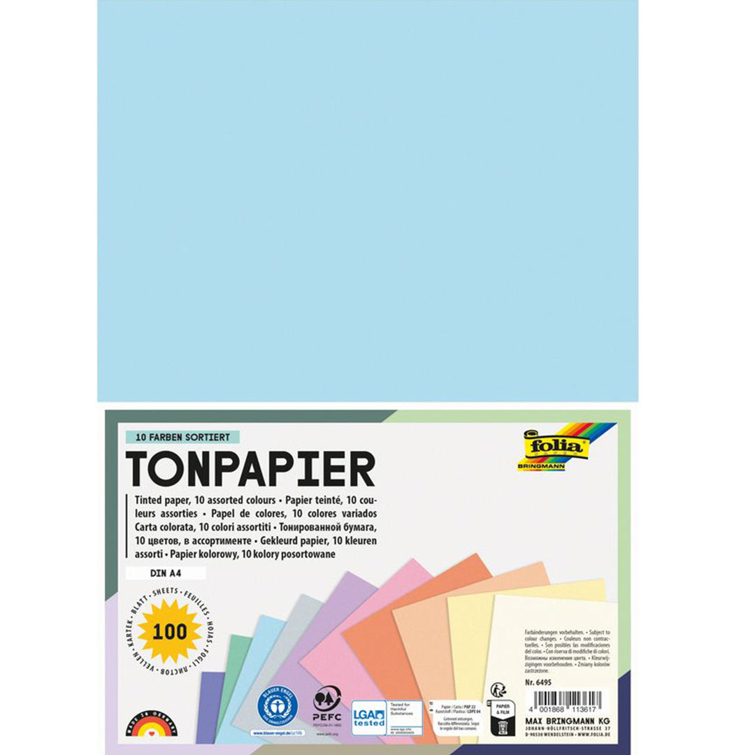 folia knutselpapier pastel 10 kleuren A4 - 100st | 6495 | 1
