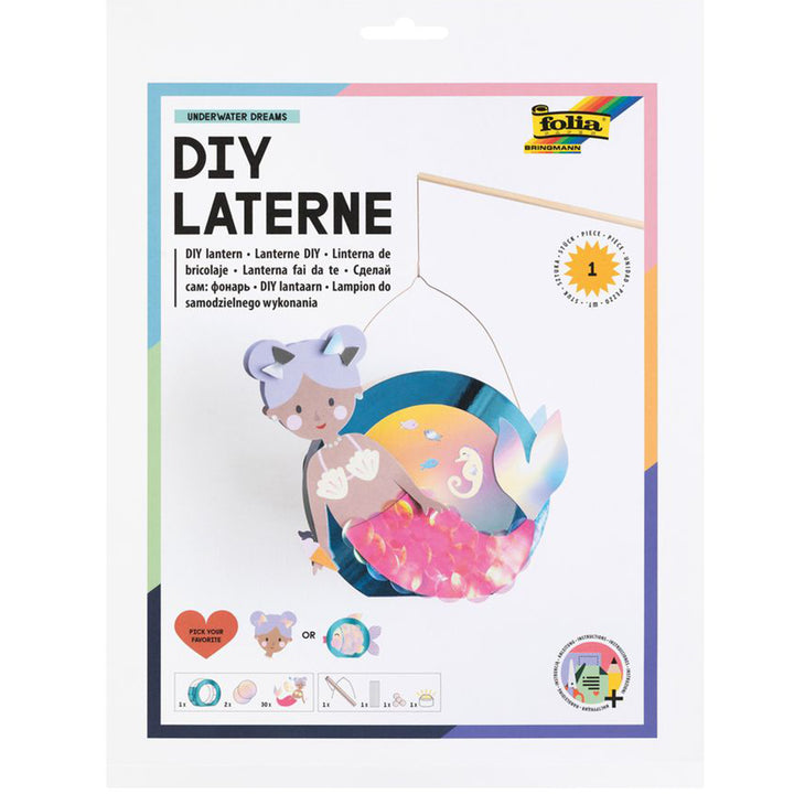 Folia knutselset verpakking voor een DIY lantaarn met zeemeermin of vis thema.