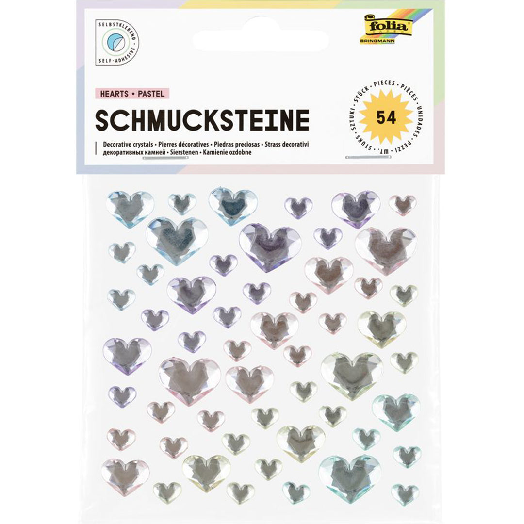 folia stickers hartjes pastel - 54st | 12312