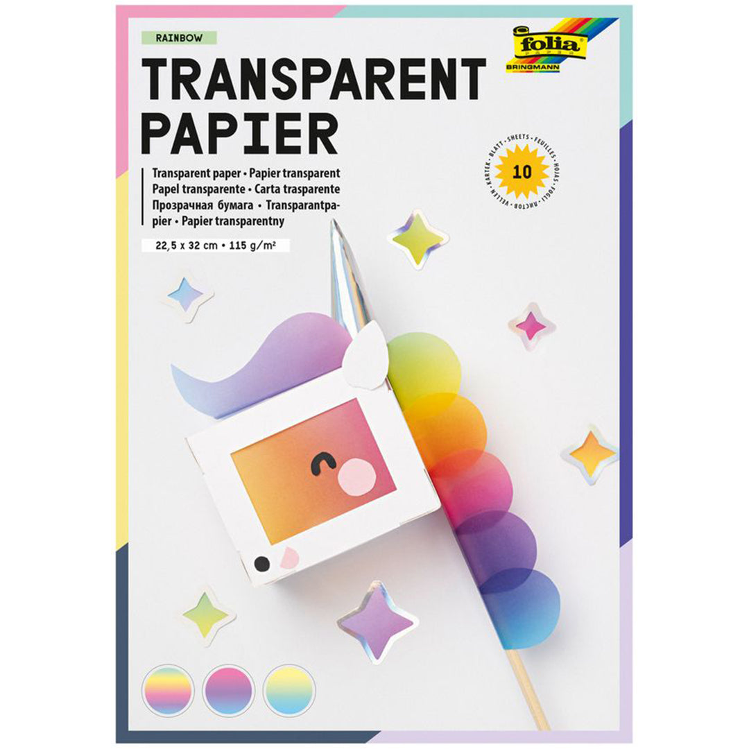 folia transparant papier - rainbow - 10 vellen | 785