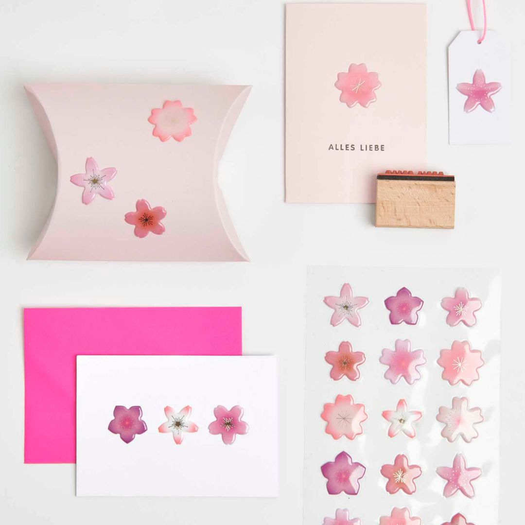 gelstickers kersenbloesems glitter - 25st | 300883 | 1