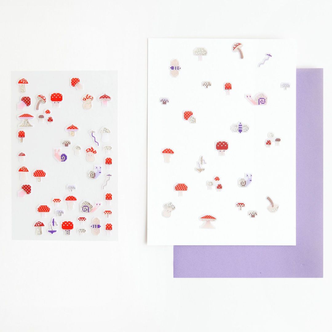 gelstickers pixel paddenstoelen - 63st | 300926 | 1