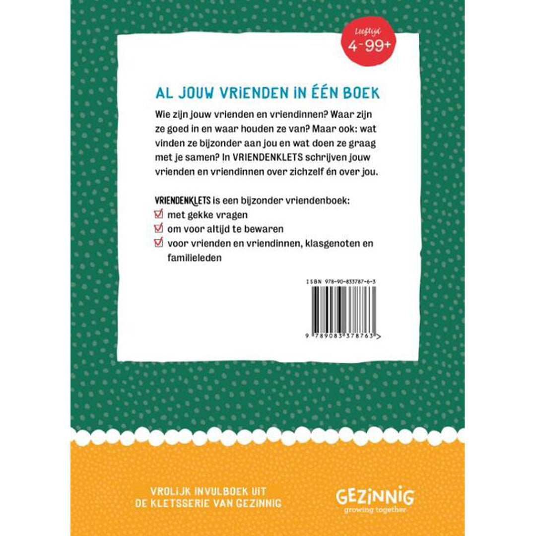 gezinnig vriendenboek vriendenklets - groen | GEZ6165a | 5