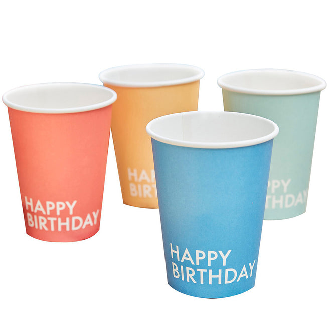 ginger ray bekers - happy birthday - 8st | MIX-608 | 0