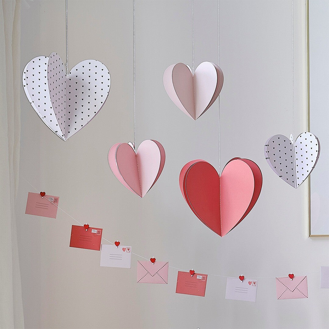 ginger ray feestversiering 3D hartjes - 5st | PLO-103 | 1