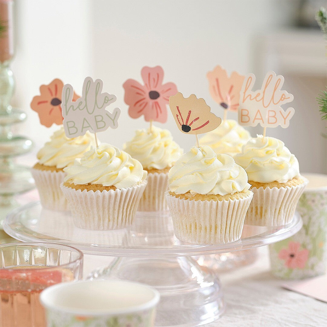 ginger ray taartversiering babyshower floral - 12st | FLB-103 | 1