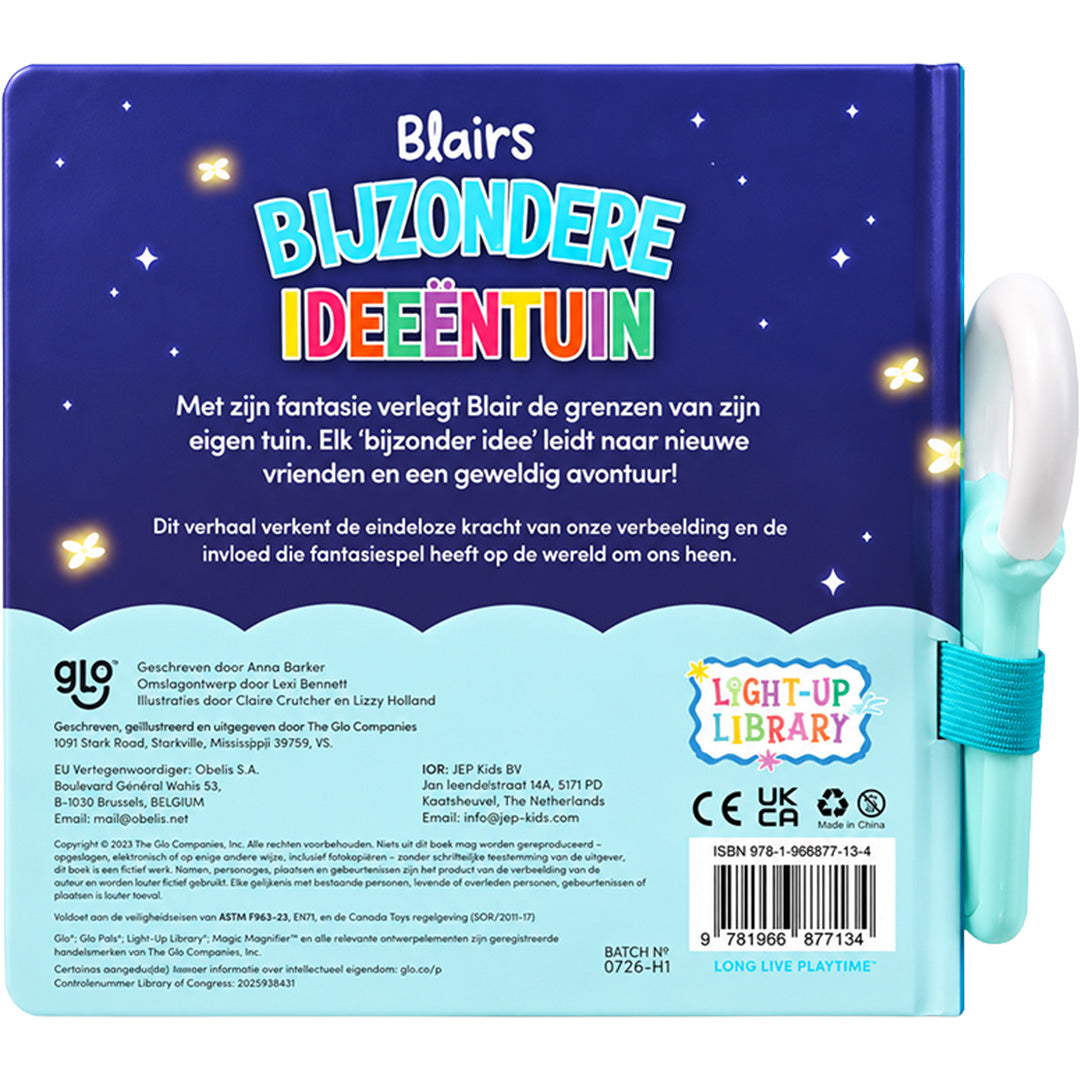 glo pals lichtboek blair's bijzondere ideeëntuin | GPBKBYARD-Book-NL | 2