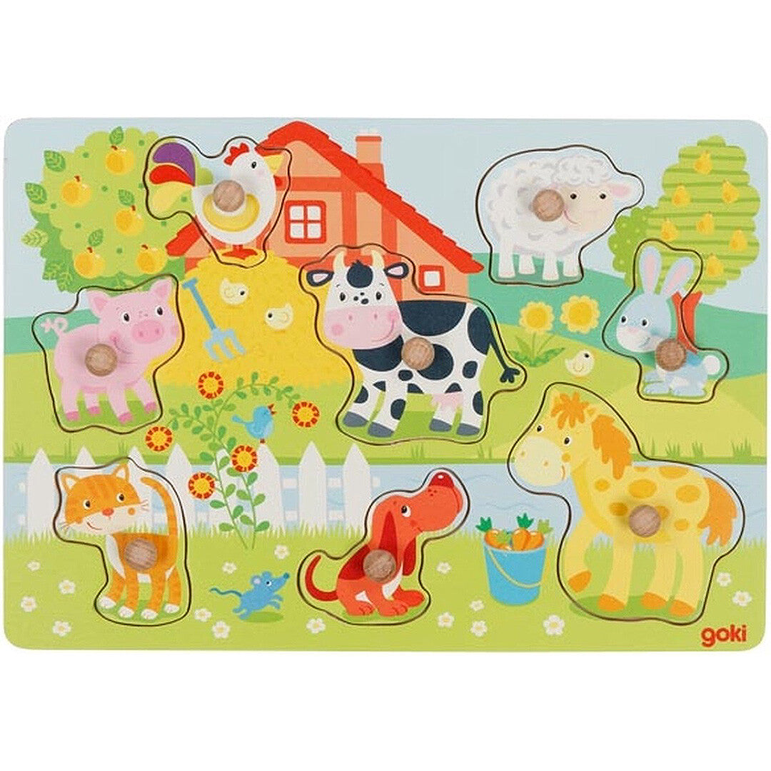 goki knoppuzzel boerderijdieren - 8st | GK57392 | 0