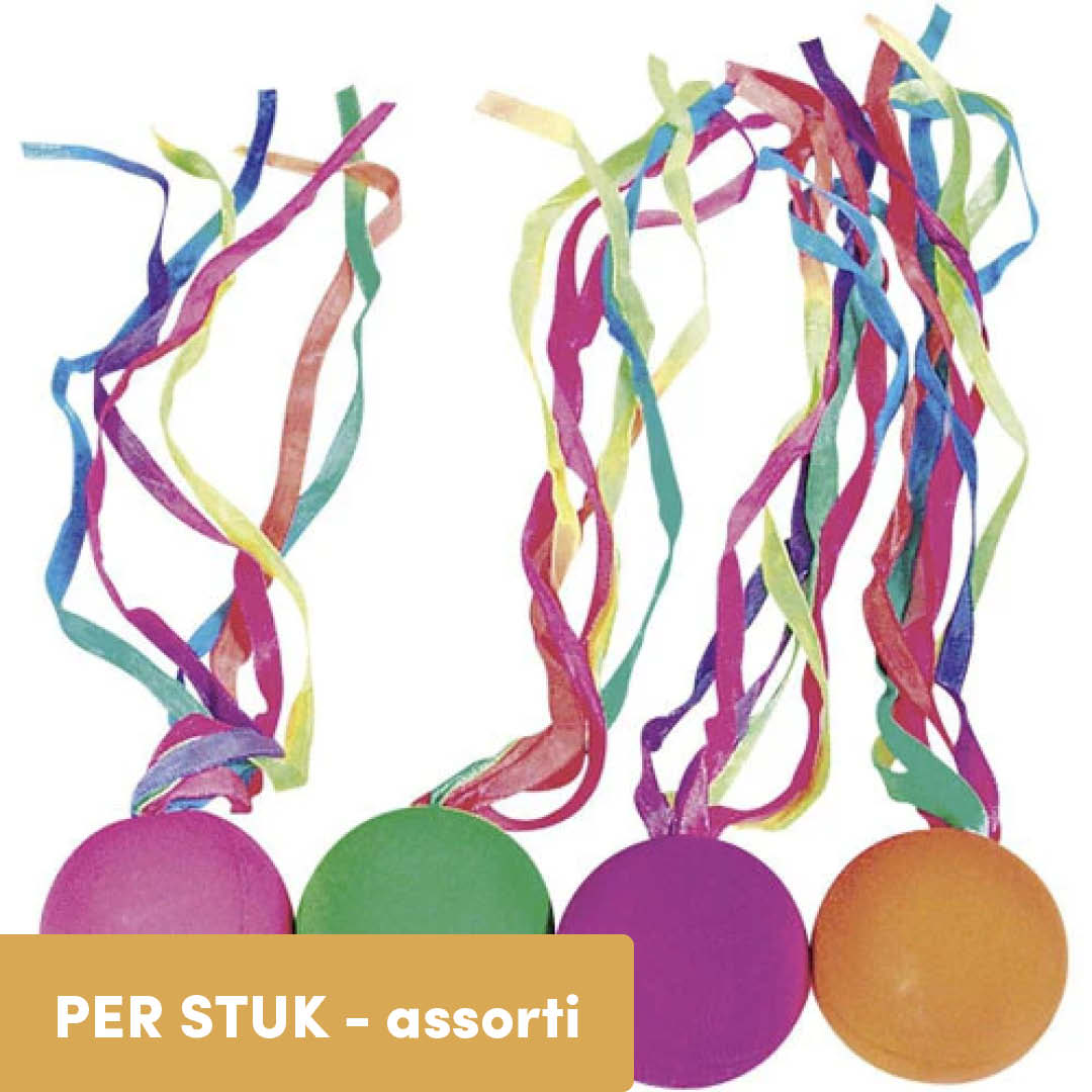 goki stuiterbal met linten - assorti | GKFB501 | 0