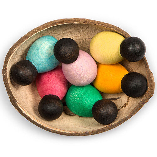 grapat houten nins® poppetjes baby's in een kom - donker - 6st | 22-180B | 0