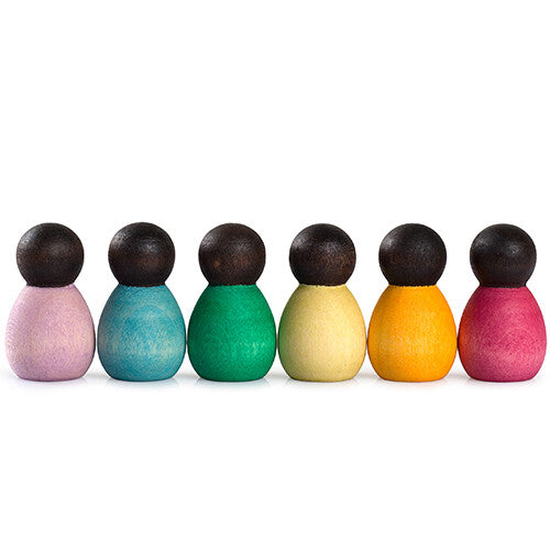 grapat houten nins® poppetjes baby's in een kom - donker - 6st | 22-180B | 1