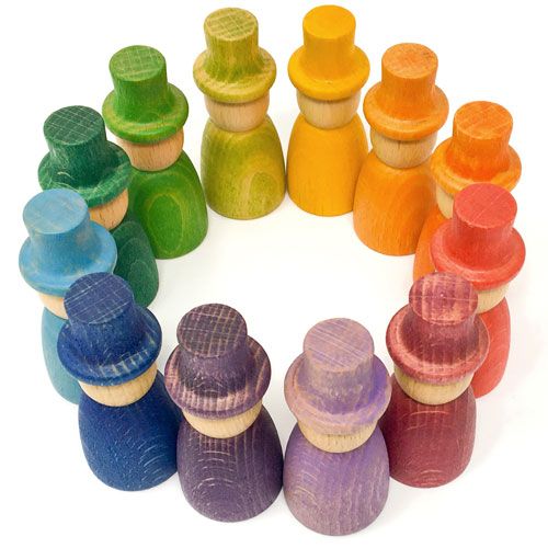 grapat houten nins® poppetjes met hoed (12st) | 18-182 | 0