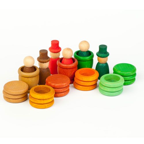 grapat houten nins® poppetjes met ringen en schijfjes - 27st - herfst | 16-163 | 0