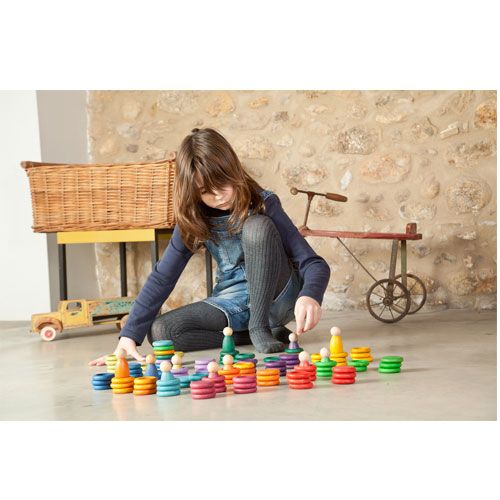 grapat houten nins® poppetjes met ringen en schijfjes - carla | 16-139 | 1