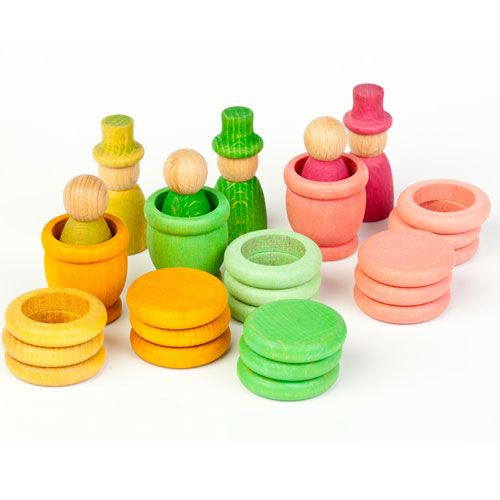 grapat houten nins® poppetjes met ringen en schijfjes - lente  | 16-165 | 0