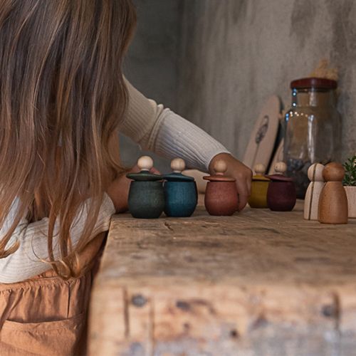 grapat houten poppetje in bakje - groen | 21-226 | 1