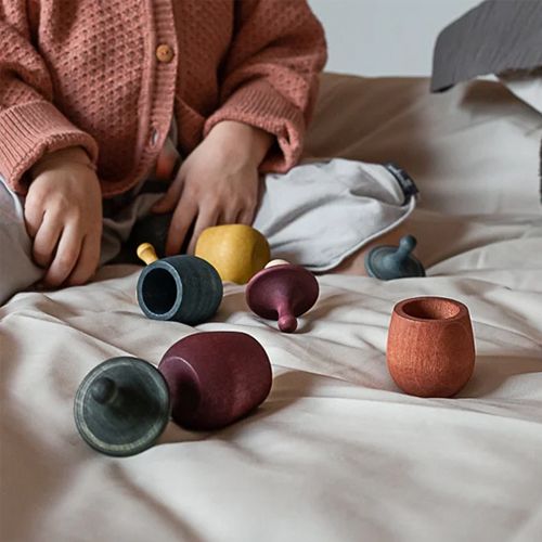 grapat houten poppetje in bakje - groen | 21-226 | 4