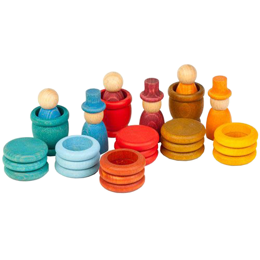 grapat houten nins® poppetjes met ringen en schijfjes - zomer